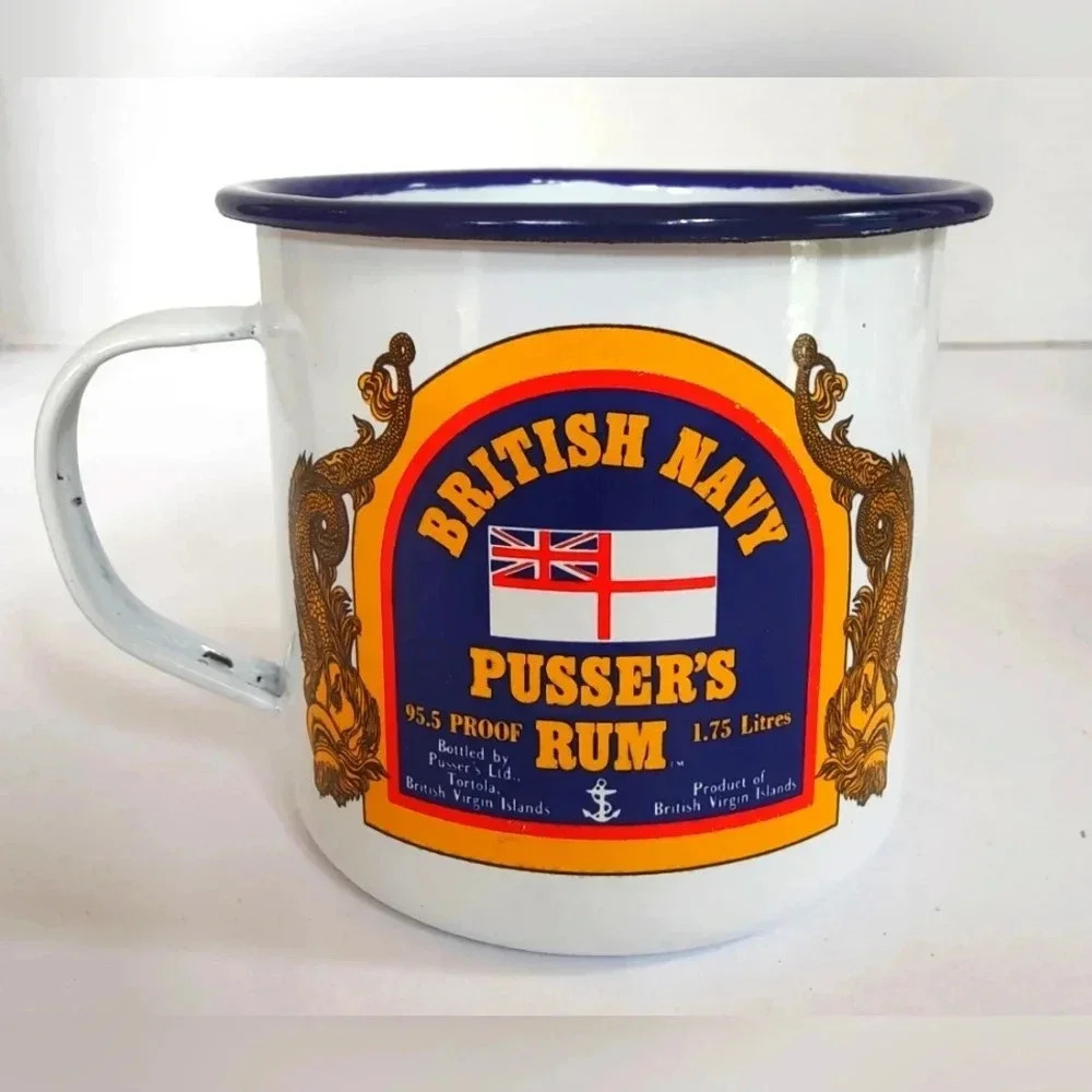 Pusser's Rum Enameled Metal Mug Cup, 16 oz. EXC